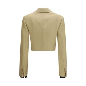 Max Mara Beige Leinen-Denimjacke