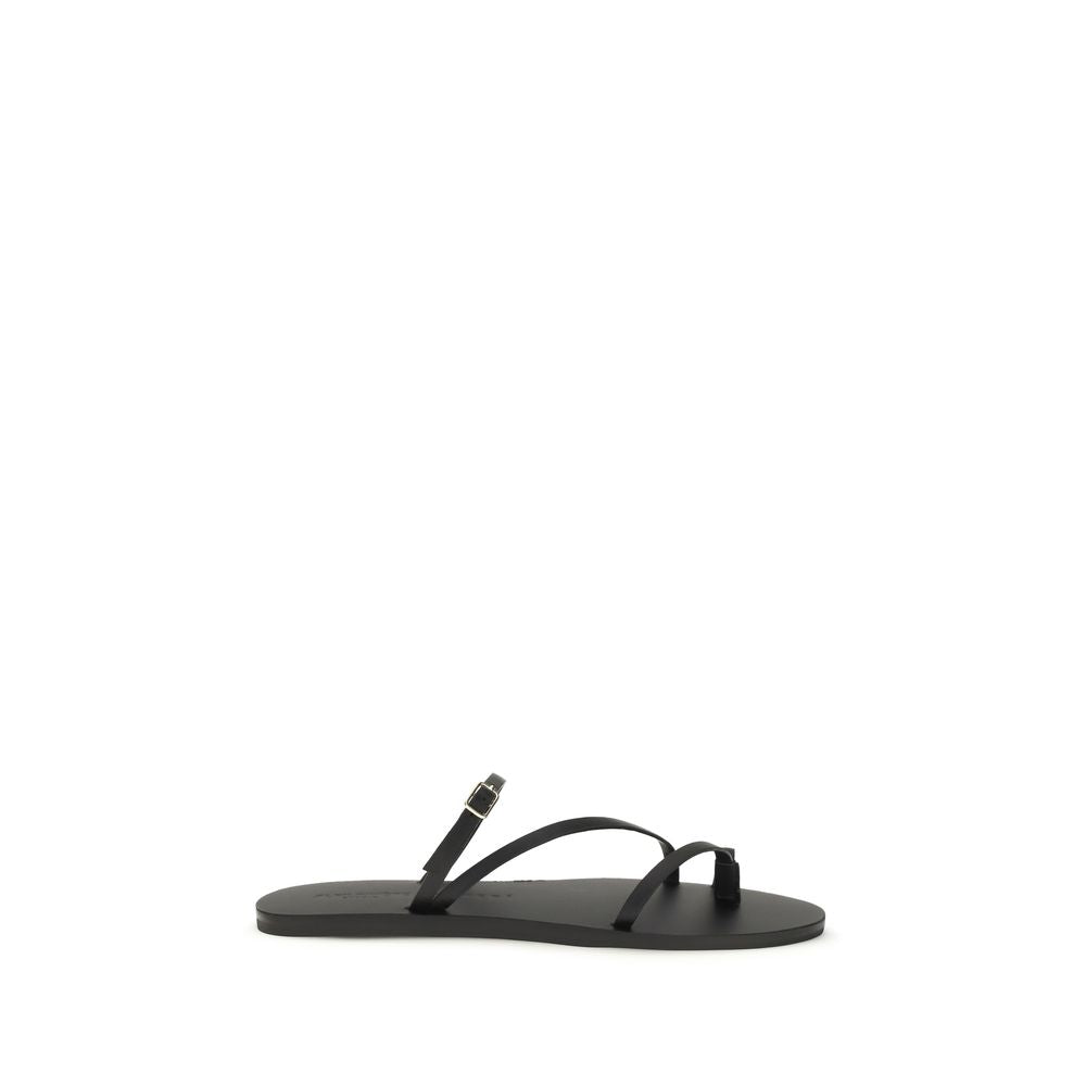 Manebi Schwarze Bos Taurus Kalbsleder-Sandalen