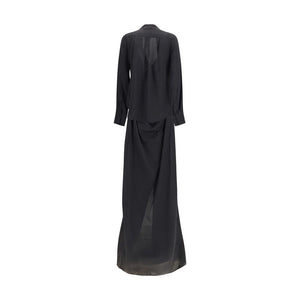 SA SU PHI Schwarzes Seiden-Maxikleid