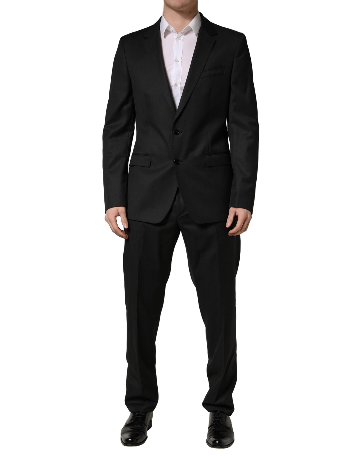 Dolce & Gabbana Schwarzer Woll-Anzug mit 2 Knöpfen, 2-teilig