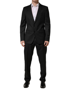 Dolce & Gabbana Schwarzer Woll-Anzug mit 2 Knöpfen, 2-teilig