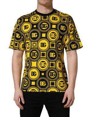 Invicta Gelb-schwarzes T-Shirt mit geometrischem Logo-Muster