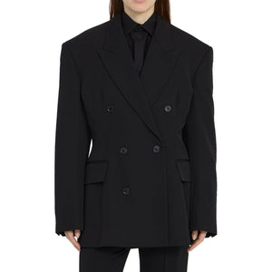 Balenciaga Schwarzer Wollmantel