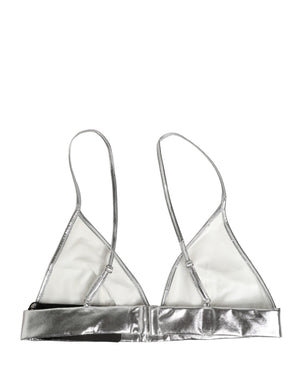 Dolce & Gabbana Ärmelloses Bustier-Crop-Top in Metallic-Silber