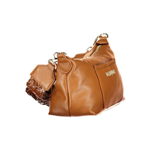 Mario Valentino Damenhandtasche aus braunem Polyurethan mit verstellbarem Riemen
