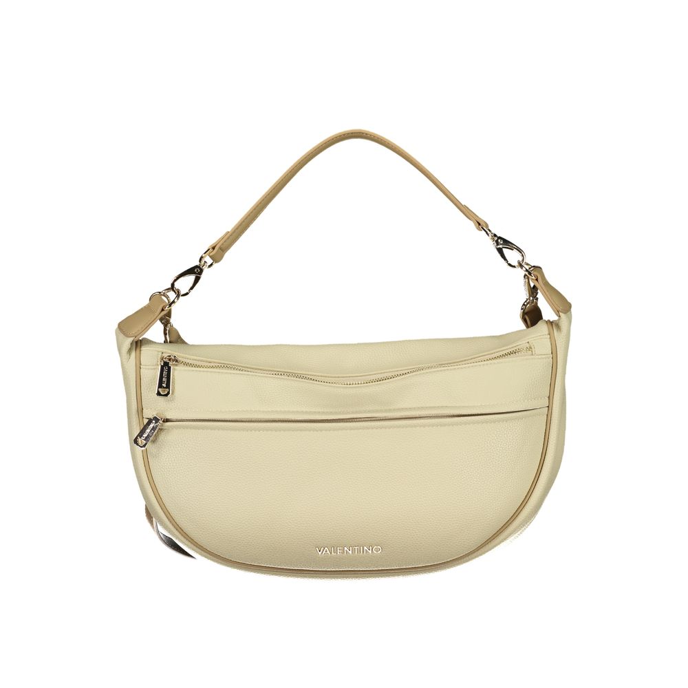 Mario Valentino Beige Polyurethane Women's Bag with Adjustable Shoulder Strap