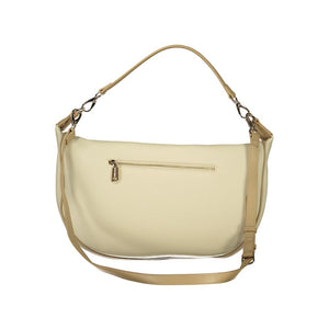 Mario Valentino Beige Polyurethane Women's Bag with Adjustable Shoulder Strap