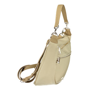 Mario Valentino Beige Polyurethane Women's Bag with Adjustable Shoulder Strap