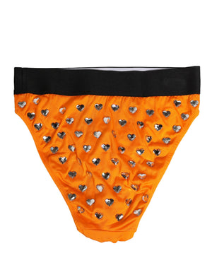 Dolce & Gabbana Orange Kristall High Waist Slip Unterwäsche