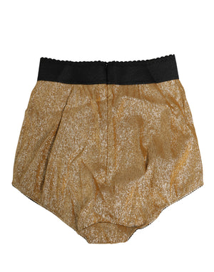 Dolce & Gabbana Goldfarbene Seidenmischung High Waist Miederhose Unterwäsche