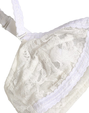 Dolce & Gabbana Weißer Baumwoll-Bralette-BH mit Spitze, ohne Bügel