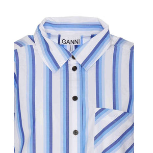Ganni Blaues Baumwollhemd mit Muster
