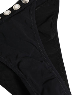Dolce & Gabbana Schwarzer Bikini-Slip mit Kristallbesatz
