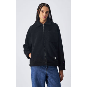 Champion Schwarze Polyester-Jacke in voller Länge