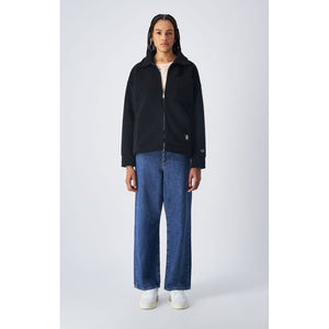 Champion Schwarze Polyester-Jacke in voller Länge