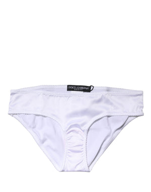 Dolce & Gabbana Weiße Seiden-Stretch-Panty mit mittlerem Bund