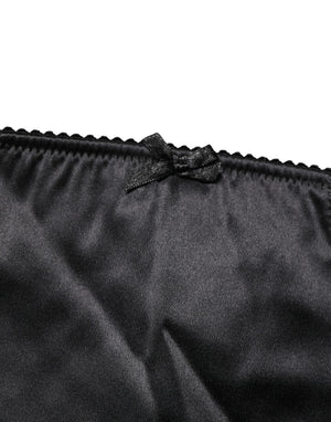 Dolce & Gabbana Schwarzer Seiden-Mix Taillien-Slip-Body