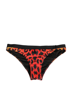 Pyrex Schwarzes Oberteil mit orangefarbenem Leopardenmuster, zweiteiliger Badeanzug