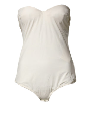 Elisabetta Franchi Trägerloser One-Piece-Badeanzug in Off-White