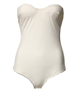 Elisabetta Franchi Trägerloser One-Piece-Badeanzug in Off-White