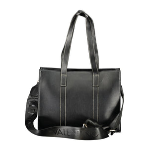 Mario Valentino Schwarze Damen-Tasche aus Polyurethan mit Schulterriemen und Taschen