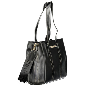 Mario Valentino Schwarze Damen-Tasche aus Polyurethan mit Schulterriemen und Taschen
