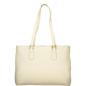 Mario Valentino Beige Schultertasche aus Polyurethan für Damen mit Innentasche