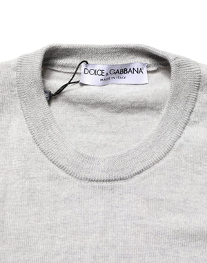 Dolce & Gabbana Grauer Pullover mit Rundhalsausschnitt und langen Ärmeln