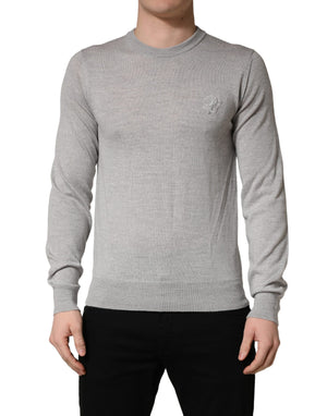 Dolce & Gabbana Grauer Pullover mit Rundhalsausschnitt und langen Ärmeln