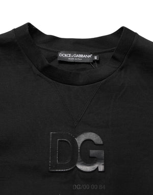 Dolce & Gabbana Schwarzer DG Herren Rundhals Pullover aus Baumwolle