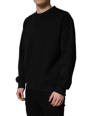 Dolce & Gabbana Schwarzer DG Herren Rundhals Pullover aus Baumwolle