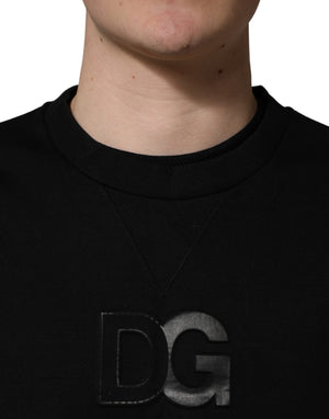 Dolce & Gabbana Schwarzer DG Herren Rundhals Pullover aus Baumwolle