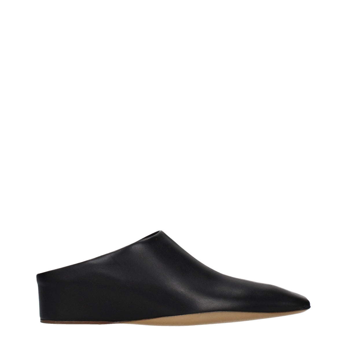 Jil Sander Schwarze Leder-Slipper