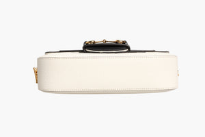 Gucci x Adidas Horsebit 1955 Schultertasche aus weißem und schwarzem Kalbsleder