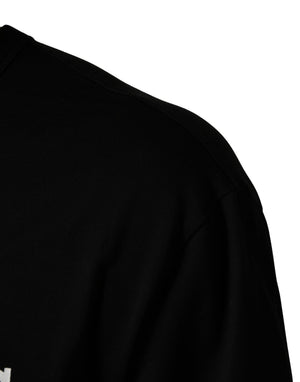 Dolce & Gabbana Schwarzes T-Shirt mit Camouflage-Grafikprint und Rundhalsausschnitt aus Baumwolle