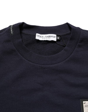 Dolce & Gabbana Schwarzer Baumwollpullover mit Logo-Applikation