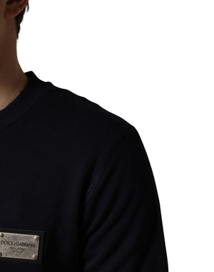 Dolce & Gabbana Schwarzer Baumwollpullover mit Logo-Applikation