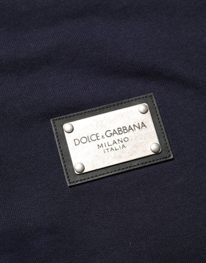Dolce & Gabbana Schwarzer Baumwollpullover mit Logo-Applikation