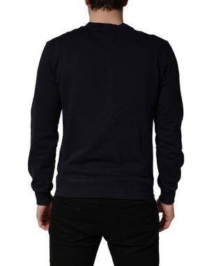 Dolce & Gabbana Schwarzer Baumwollpullover mit Logo-Applikation