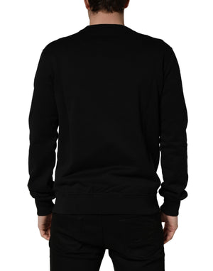 Dolce & Gabbana Schwarzer Sweatshirt-Pullover mit Verzierungen aus Baumwolle