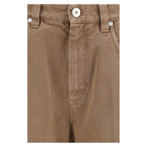 Brunello Cucinelli Braune Baumwolljeans mit geradem Bein