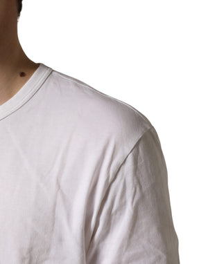 Dolce & Gabbana Weißes Baumwoll-T-Shirt mit geprägter DG-Krone für Männer