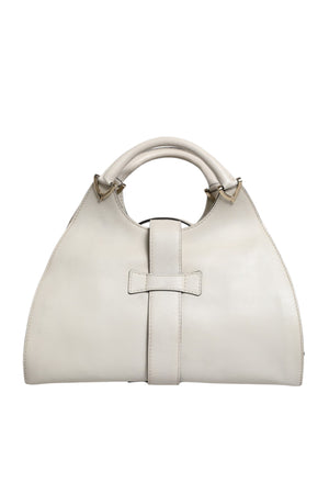 Gucci Weiße Leder-Tasche mit Steigbügel-Henkel