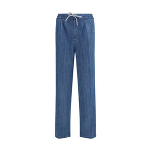 Brunello Cucinelli Blaue Baumwoll-Freizeithose