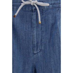 Brunello Cucinelli Blaue Baumwoll-Freizeithose