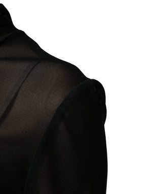 Dolce & Gabbana Jumpsuit-Kleid aus schwarzem, transparentem Nylon mit Rollkragen