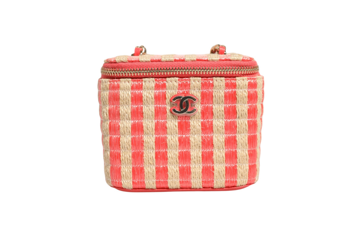 Chanel Mini-Koffer aus Bast mit Streifen
