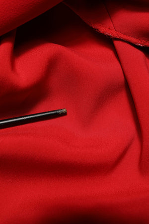 Dolce & Gabbana Rotes Korsett-Spitzen-Mieder, drapierte lange Abendkleid