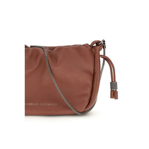 Brunello Cucinelli Braune Kalbsleder Bos Taurus Schultertasche
