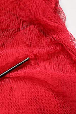 Dolce & Gabbana Rotes Midi-Kleid aus gerafftem Stretch-Tüll aus Baumwolle